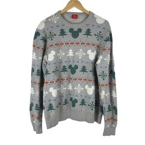 Disney Mickey Fair Isle Crew Neck Sweater Men's Size M Christmas Holiday